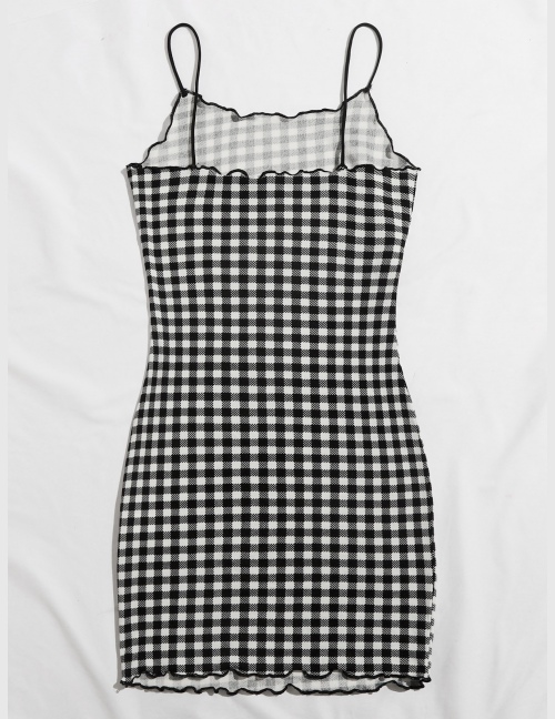 Sukienki Przycinanie Sałaty Bawełniany Gingham (materiał) Elegancki