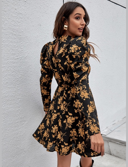 Sukienki Guziki Kwiatowy Elegancki