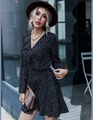 Sukienki Węzeł Kropki Elegancki