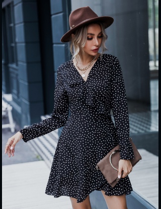 Sukienki Węzeł Kropki Elegancki