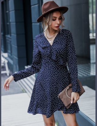 Sukienki Węzeł Kropki Elegancki