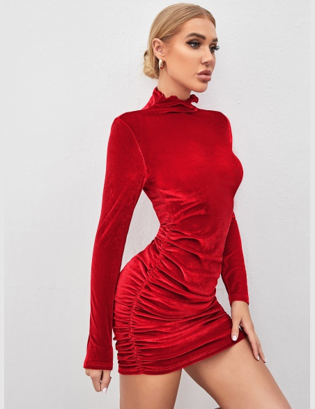 Sukienki Pomarszczona Równy Elegancki
