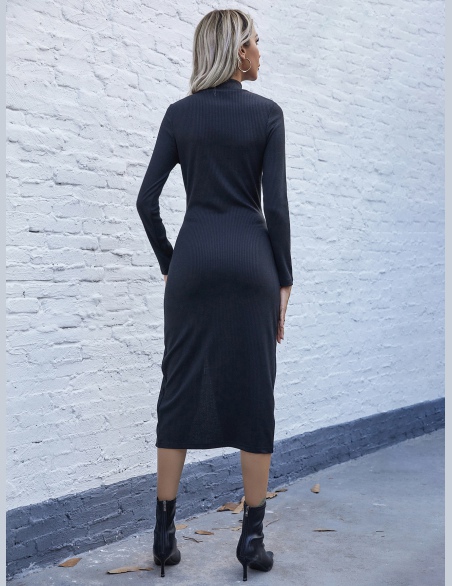 Sukienki Prążkowana Dzianina Równy Elegancki