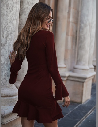 Sukienki Zmarszczony Rąbek Równy Elegancki