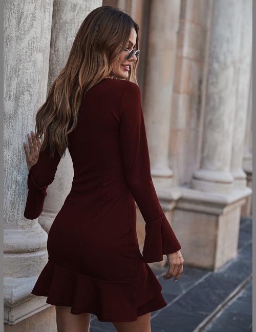 Sukienki Zmarszczony Rąbek Równy Elegancki