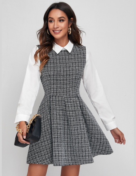Sukienki Suwak Chusta Szkocka Elegancki