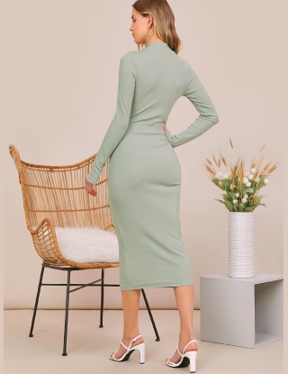 Sukienki Prążkowana Dzianina Równy Elegancki