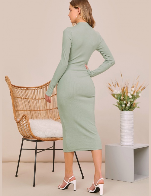 Sukienki Prążkowana Dzianina Równy Elegancki