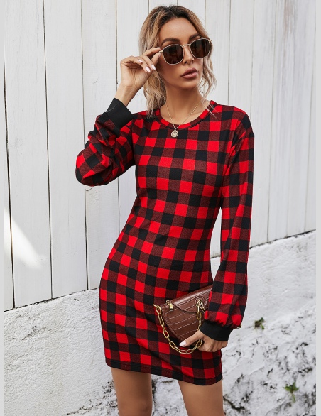 Sukienki Bawełniany Gingham (materiał) Elegancki