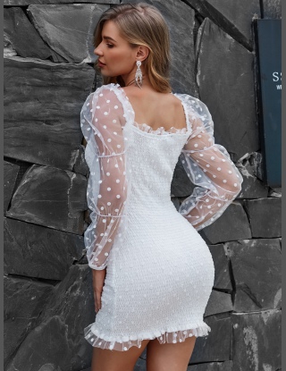 Sukienki Siateczka Kontrastowa Kropki Elegancki