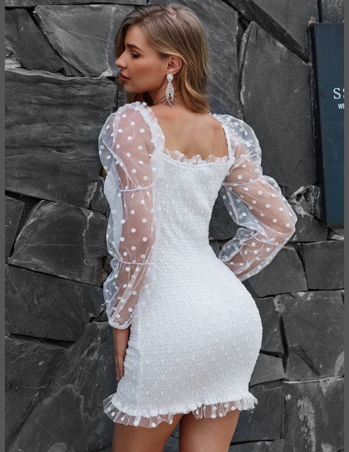 Sukienki Siateczka Kontrastowa Kropki Elegancki