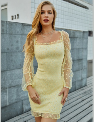 Sukienki Siateczka Kontrastowa Kropki Elegancki
