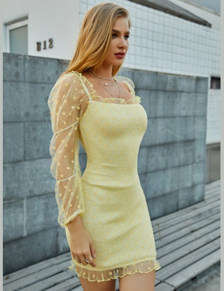 Sukienki Siateczka Kontrastowa Kropki Elegancki