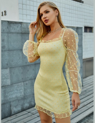 Sukienki Siateczka Kontrastowa Kropki Elegancki