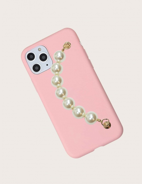 Etui na telefon z łańcuszkiem ze sztucznych pereł