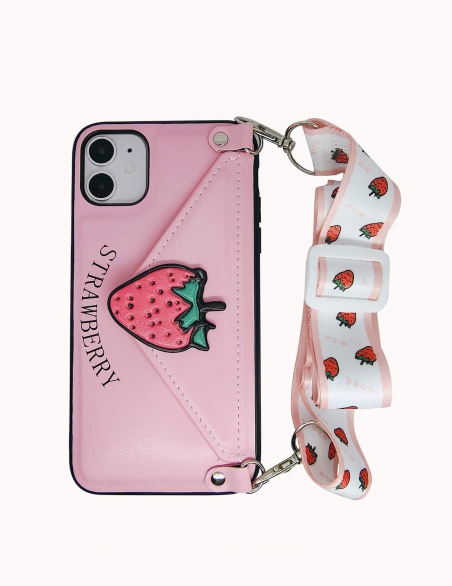 1 etui na portfel iPhone w wzór truskawkowy