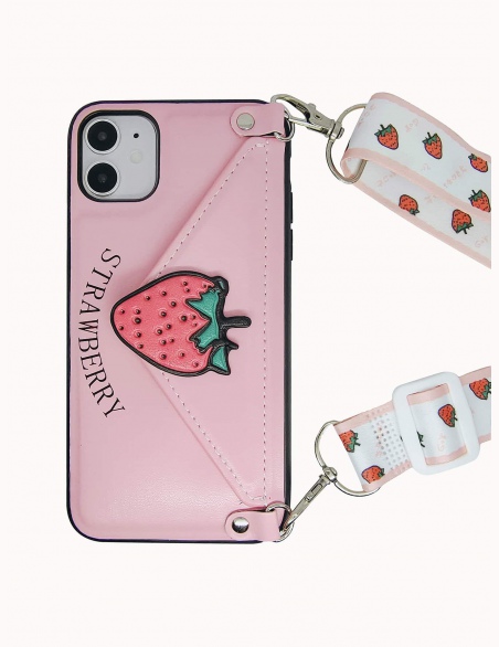 1 etui na portfel iPhone w wzór truskawkowy