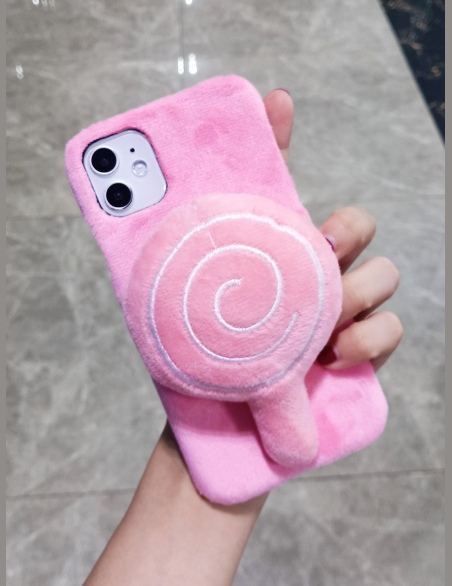 Pluszowe etui na iPhone'a z dekoracją w kształcie lizaka