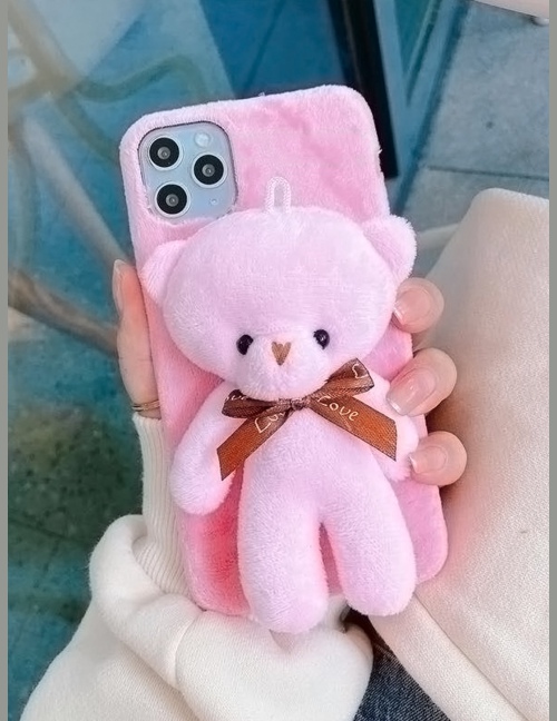 Pluszowe etui na iPhone'a z dekoracją misia