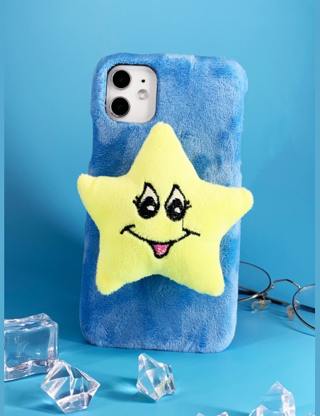 Pluszowe etui na iPhone'a z dekoracją w kształcie gwiazdy