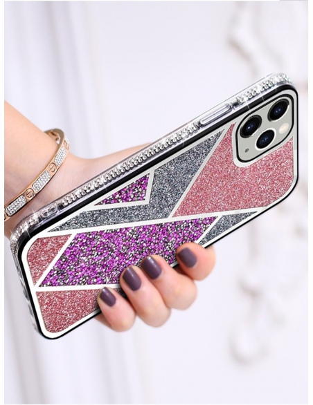 Geometryczne etui na iPhone'a z dekoracją ze strasu