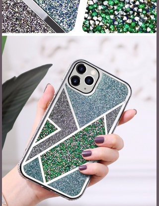 Geometryczne etui na iPhone'a z dekoracją ze strasu