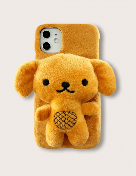 Pluszowe etui na iPhone'a z dekoracją misia