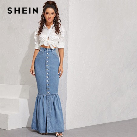SHEIN niebieski guzik z...
