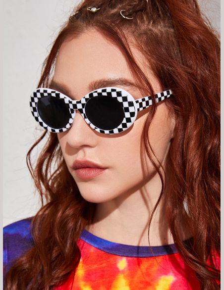 Akrylowe okulary przeciwsłoneczne w kratkę