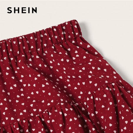 SHEIN bordowy nadruk w...