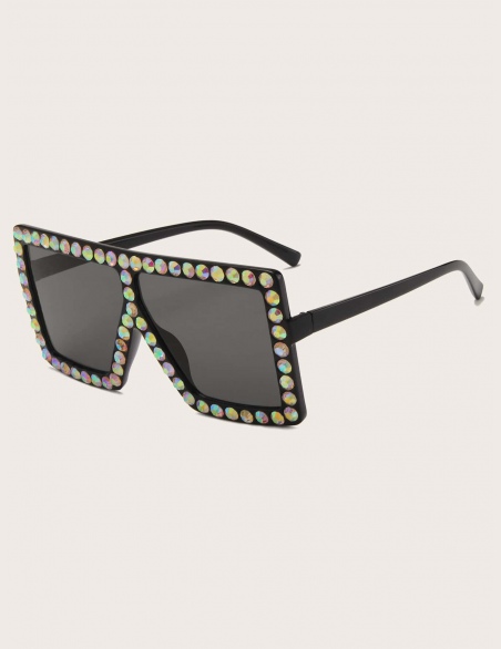 Okulary przeciwsłoneczne z płaską górną tarczą w stylu Rhinestone