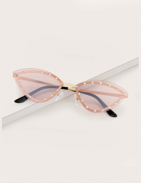 Grawerowane okulary Cat Eye z kryształu górskiego