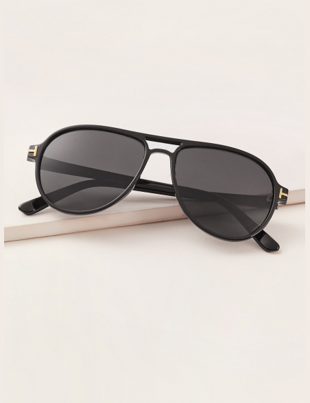 Płaskie sunglazy Aviator z walizką