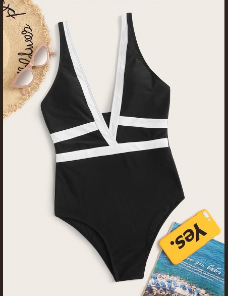 Stroje kąpielowe jednoczęściowe Colorblock Plunge