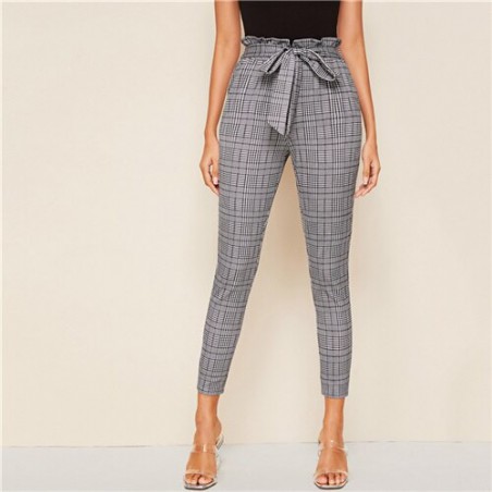 SHEIN szary Plaid papierowe...