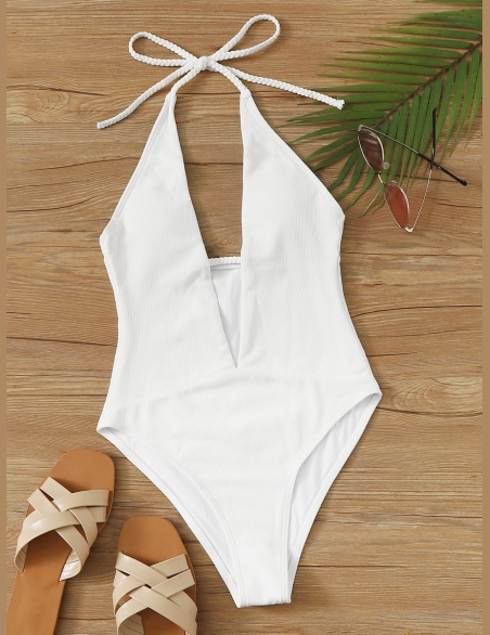 Plunge Halter One Piece Swimwear