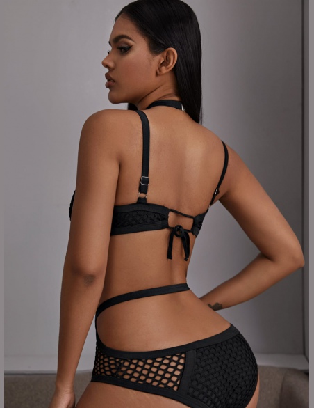 Stroje kąpielowe jednoczęściowe Halter Overlay Halter