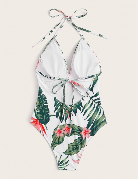 Halter Random Tropical One Piece Swimwear