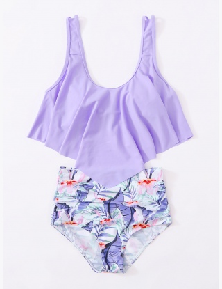 Tankini Pomarszczona Tropikalny Boho