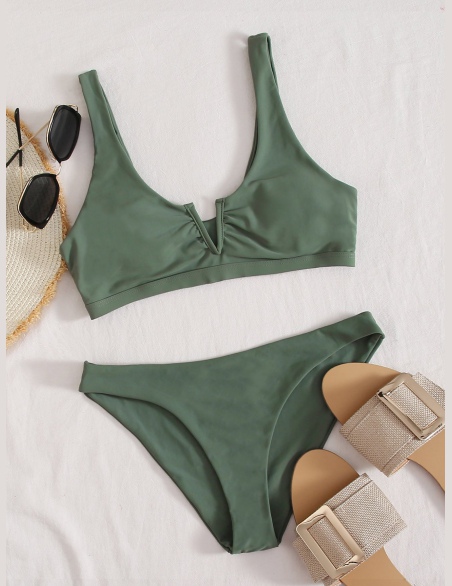 Komplety Bikini Równy Zielony Seksowne