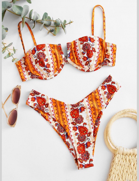Komplety Bikini Plemienny Pomarańczowy