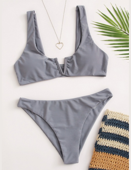 Strój kąpielowy bikini z falbanką Solid V.