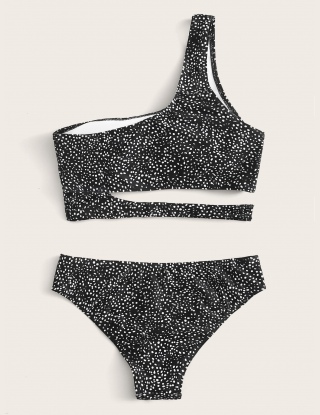 Komplety Bikini Wyciąć Graficzny Czarne i Białe