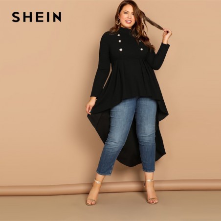 SHEIN mock-neck Dip Hem...