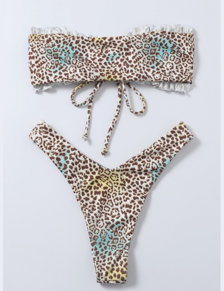 Komplety Bikini Falbanka Lampart Seksowne