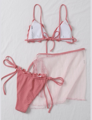 Trójkątne bikini typu stringi z 3 dziurkami po bokach sałaty