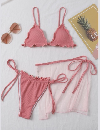 Trójkątne bikini typu stringi z 3 dziurkami po bokach sałaty