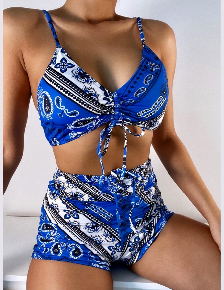 Komplety Bikini Sznurek  do Ściągacza Wzór Paisley Sportowy