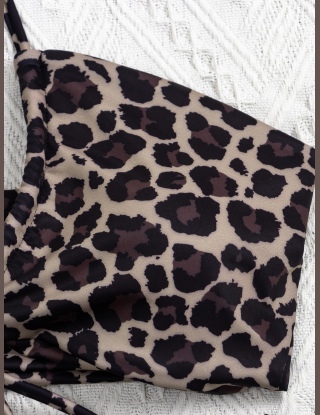 3-pakowy kostium kąpielowy Leopard Bikini ze spódnicą plażową