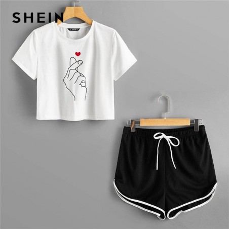 SHEIN gest Print Crop Tee i...